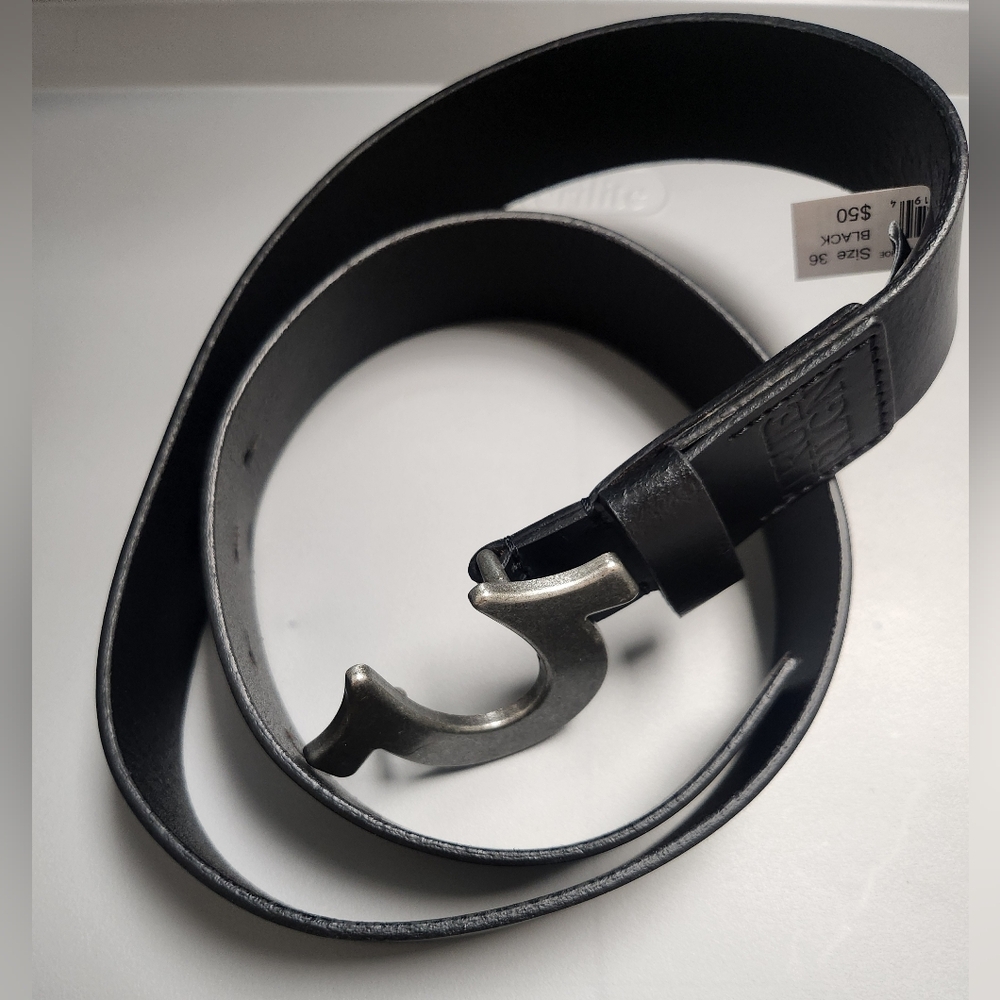 True Religion Black Leather Belt with Silver Buckle